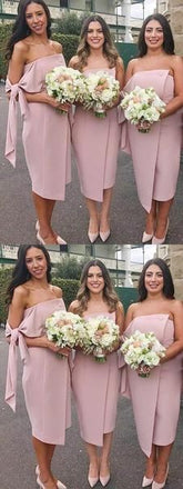 Unique Strapless Sleeveless Knee Length Short Bridesmaid Dresses, SW1092
