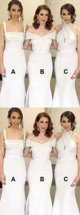 Cheap Mismatched Ivory Sleeveless Mermiad Long Bridesmaid Dresses, SW1079