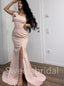 Elegant One shoulder Side slit Mermaid Prom Dresses, SW1536