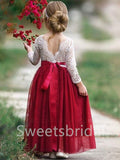 BeautifuI Long sleeves A Line Flower Girl Dresses,FGS0043