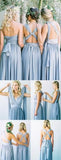 Simple Blue Handmade Custom Make Floor-Length Long Bridesmaid Dresses, SW1047