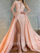 Elegant Long sleeves Side slit A-line Prom Dresses, SW1450