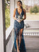 Sexy V-neck Side slit Sleeveless Mermaid Prom Dresses ,SW1337