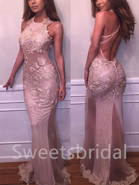 Sexy Sleeveless Open back Mermaid Prom Dresses,SW1550