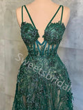 Sexy V-neck Sleeveless Spaghetti straps A-line Prom Dresses,SW1735