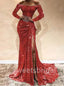 Elegant Off-shoulder Side slit Mermaid Prom Dresses,SW1357