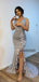 Charming V-neck Mermaid Side Slit Long Prom Dresses.SW1248