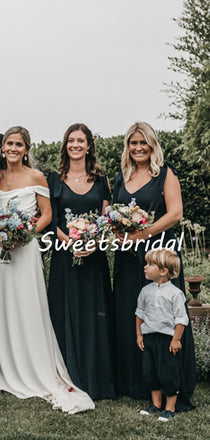 Simple V-neck Sleeveless Party Dresses Long Bridesmaid Dresses, SW1114