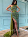 Sexy One-shoulder Side slit Mermaid Prom Dresses, SW1463