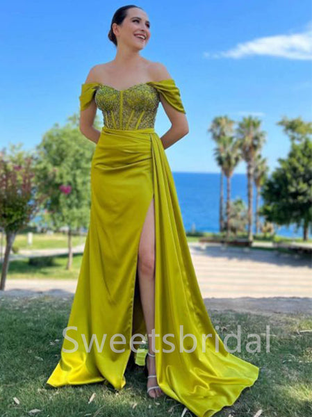 Sexy Off-shoulder Sweetheart Side slit  Mermaid Prom Dresses,  SW1440