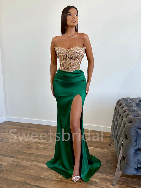 Elegant Sweetheart Side slit Sleeveless Mermaid Prom Dresses , SW1318