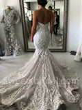 Elegant Sweetheart Sleeveless Mermaid Lace applique Wedding Dresses,DB0294