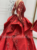 Elegant V-neck Long sleeves Ball gown Prom Dresses, SW1508