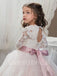 BeautifuI Long sleeves A Line Lace applique Flower Girl Dresses,FGS0044