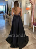 Sexy V-neck A-line Side slit Sleeveless Prom Dresses ,SW1336