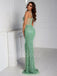 Elegant Square Sleeveless Side slit Mermaid Prom Dresses ,SW1320