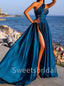 Elegant One-shoulder Side slit A-line Prom Dresses, SW1449