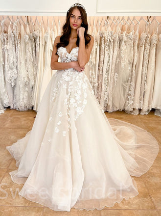 Simple Sweetheart A-line Lace applique Wedding Dresses, DB0239