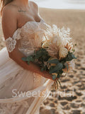 Elegant Sweetheart Off shoulder A-line Lace applique Wedding Dresses,DB0316