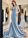 Simple V-neck Mermaid Sleeveless Long Prom Dresses.SW1269