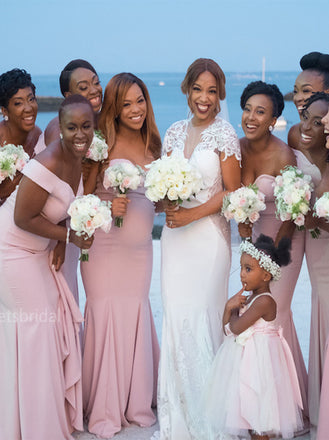 Off-shoulder Mermaid Elegant Simple Pretty Long Bridesmaid Dresses,SWE1310