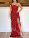 Sexy One shoulder Side slit sheath Prom Dresses,SW1867