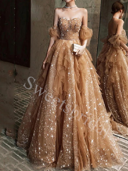 Elegant Sweetheart Sleeveless A-line Prom Dresses,SWW1765