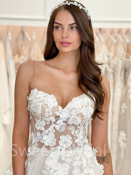 Simple Sweetheart A-line Lace applique Wedding Dresses, DB0239