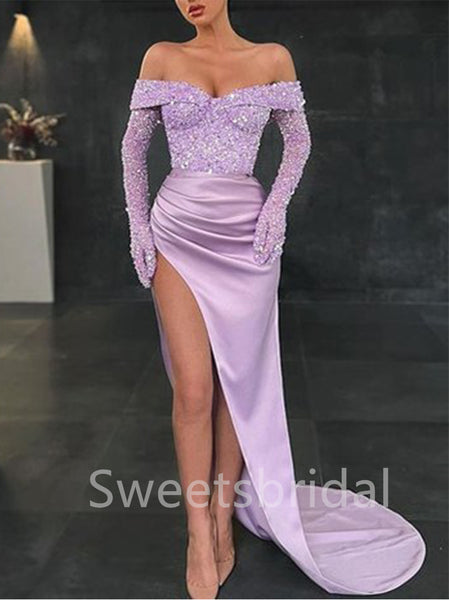 Sexy Sweetheart Off-shoulder Side slit Mermaid Prom Dresses, SW1381