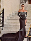 Elegant Sweetheart One-shoulder Side slit Mermaid Prom Dresses ,SW1319