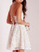 Simple Halter Lace Up Open Back A Line Short Homecoming Dress, BTW173