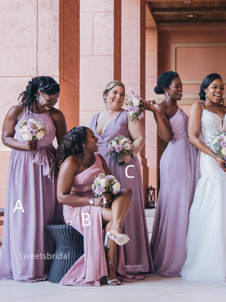 Mismatched One shoulder Sleeveless Elegant Simple Long Sheath Dressess, SWE1375