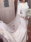 Elegant Long sleeves Side slit Mermaid Lace applique Wedding Dresses,DB0289