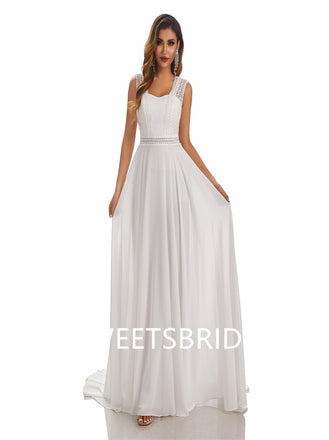 Simple Ivory A-Line Open Back Handmade Lace Wedding Dresses,DB0182