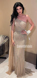 Elegant One-shoulder Mermaid Sparkly Long Prom Dresses.SW1272