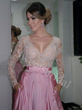 Elegant V-neck Long sleeves A-line Prom Dresses,SW1778