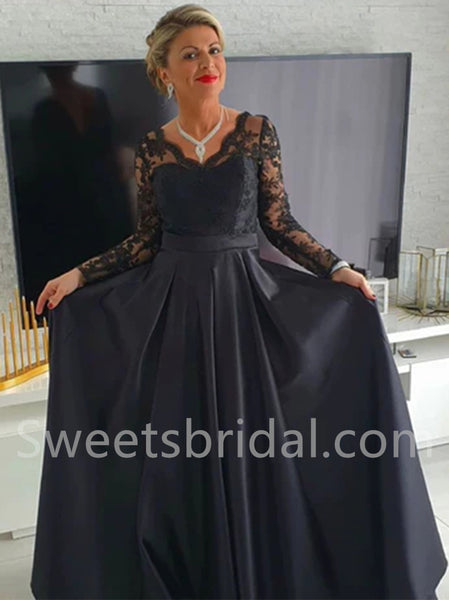 Elegant V-neck Long sleeves A-line Prom Dresses, SW1511