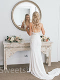Simple V-neck Mermaid Lace applique Wedding Dresses,DB0245