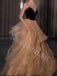 Elegant Spaghetti straps V-neck A-line Prom Dresses,SW1782