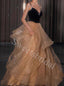 Elegant Spaghetti straps V-neck A-line Prom Dresses,SW1782