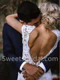 Elegant Cap sleeves V-neck Mermaid lace applique Wedding Dresses,DB0280