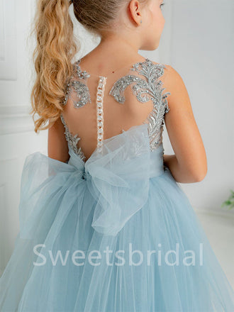 BeautifuI Spaghetti straps Sleeveless A Line Flower Girl Dresses,FGS0042