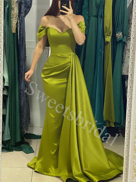 Elegant Off shoulder Sleeveless A-line Prom Dresses,SWW1733