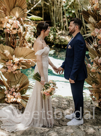 Simple Sweetheart Off-shoulder Mermaid Wedding Dresses, DB0249