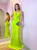 Elegant V-neck Spaghetti straps Sleeveless Mermaid Prom Dresses ,SW1321