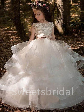 BeautifuI Scoop Sleeveless A Line Flower Girl Dresses, FGS0048