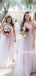 Charming One-shoulder Tulle Floor Length Long Bridesmaid Dresses. SW1166