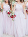 Charming One-shoulder Tulle Floor Length Long Bridesmaid Dresses. SW1166