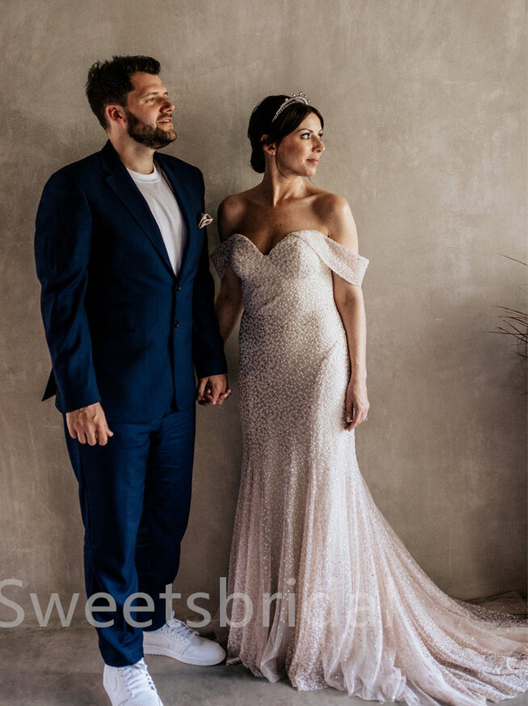 Simple Sweetheart Off-shoulder Mermaid Wedding Dresses, DB0249