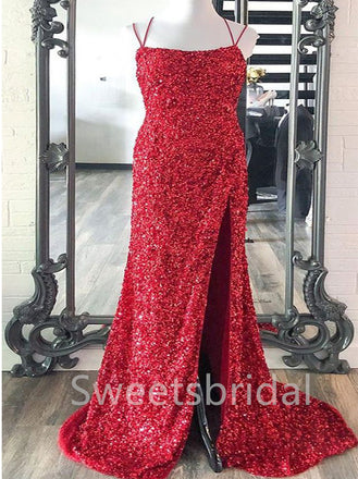 Sexy Spaghetti straps Side slit Mermaid Prom Dresses, SW1367